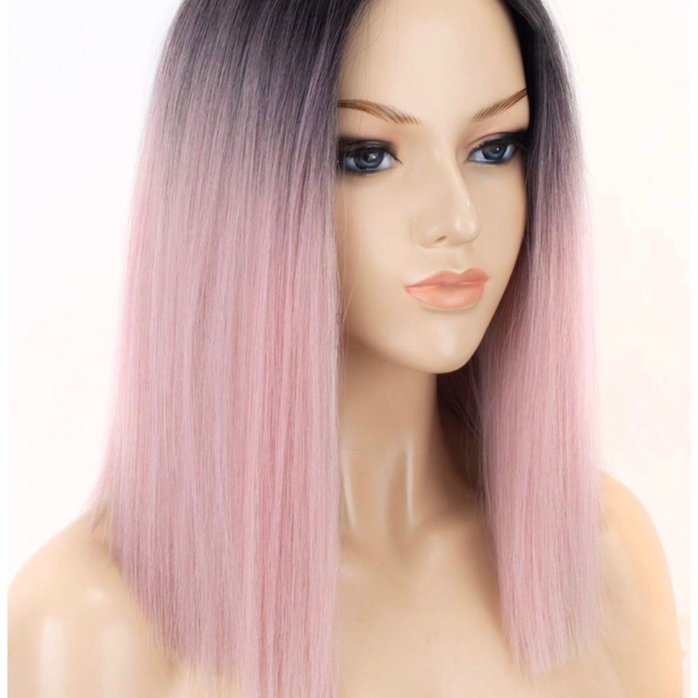 Soft Pink Ombré Short Synthetic Wig